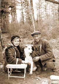 Лариса Попугаева и Федор Беликов. 22 августа 1954 г. На  следующий день после открытия трубки «Зарница».